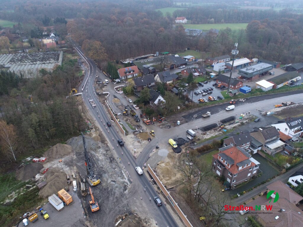 Luftbild vor Brückenbau