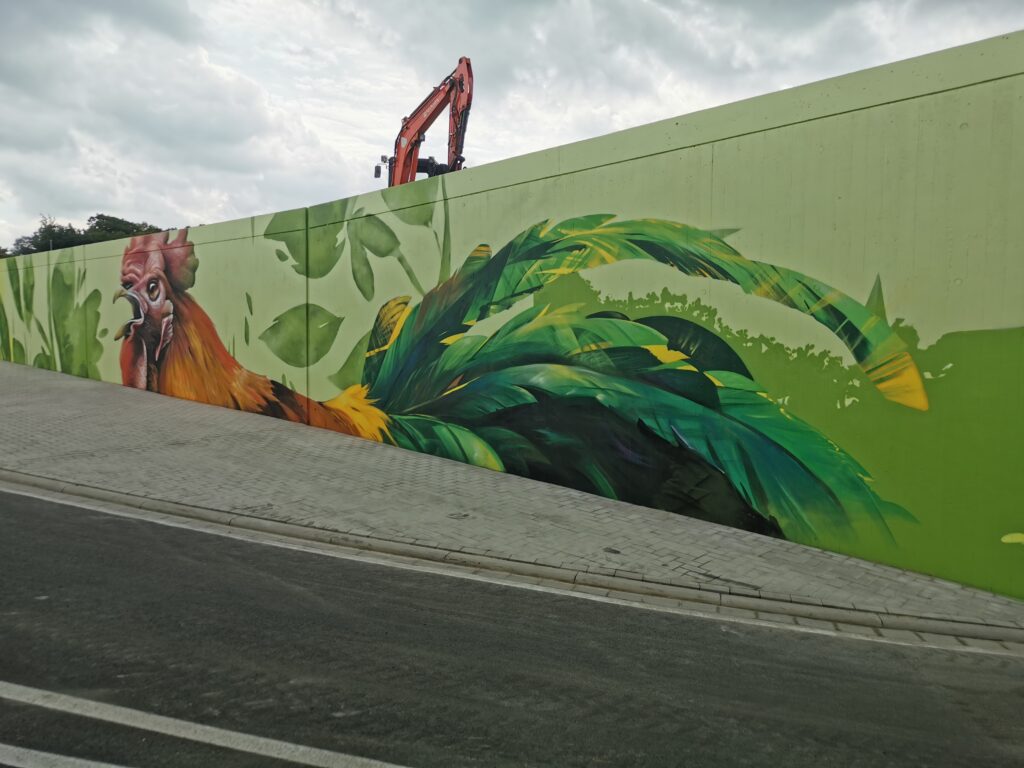 Radwegtrog Grafitti Hahn